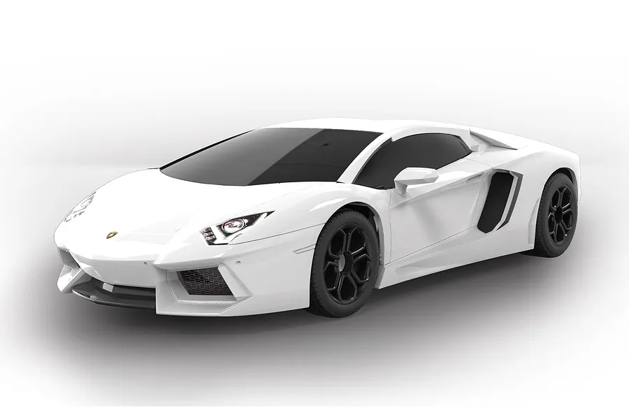 A white Lamborghini Aventador LP700-4 model car from the Airfix Quickbuild series, shown from a front three-quarter angle on a white background.