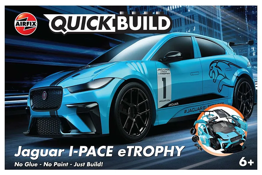 Airfix Quickbuild Jaguar I-Pace eTrophy Plastic Model Kit - Blue image 42914