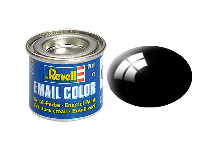 Revell 07 Gloss Black Enamel Paint 14ml image 43066