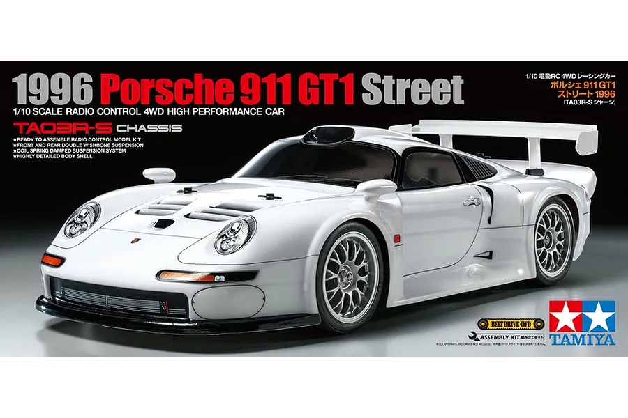 Tamiya TA-03R-S 1996 Porsche 911 GT1 Street Electric 4WD 1/10 Scale Kit image 43242