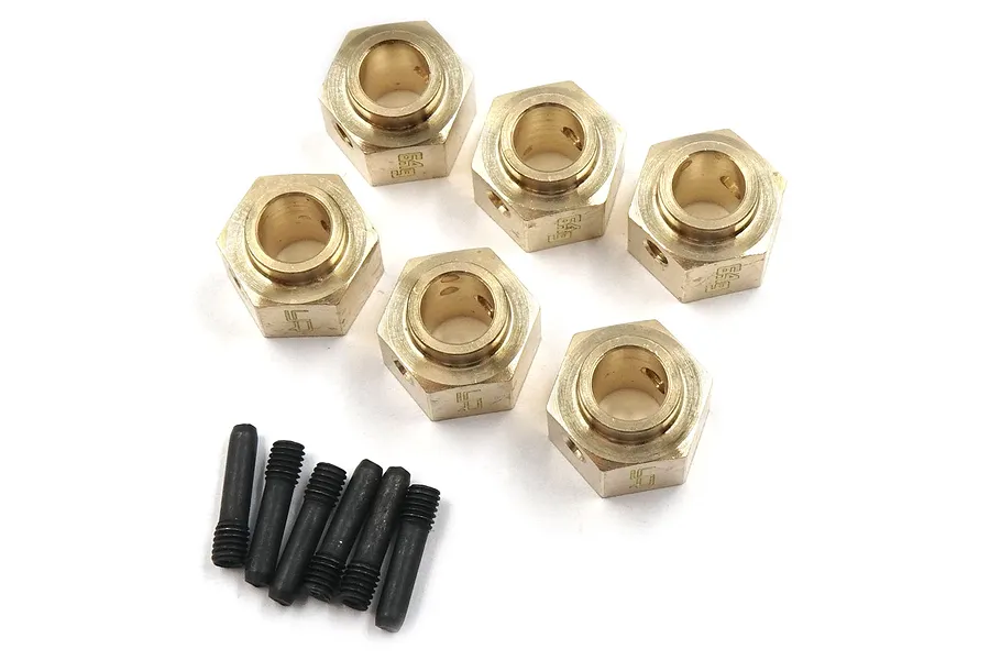 Yeah Racing TRX-6 High Mass Brass 12x8mm Hexes 6Pcs image 43310