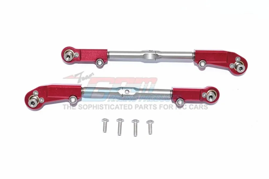 GPM Red Aluminium &amp;amp; Stainless Steel ARRMA Kraton, Talion &amp;amp; Outcast Adjustable Front Steering Turnbuckles 2Pcs image 43426