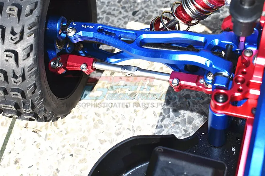 GPM Red Aluminium &amp;amp; Stainless Steel ARRMA Kraton, Talion &amp;amp; Outcast Adjustable Front Steering Turnbuckles 2Pcs image 43430