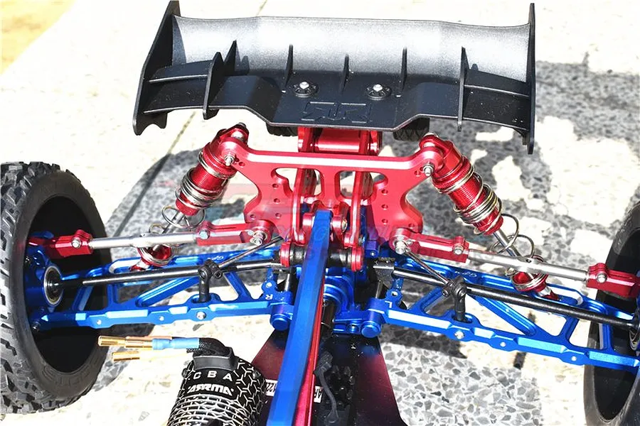 GPM Red Aluminium &amp;amp; Stainless Steel ARRMA Kraton, Talion &amp;amp; Outcast Adjustable Rear Upper Suspension Arm Set 2Pcs image 43432