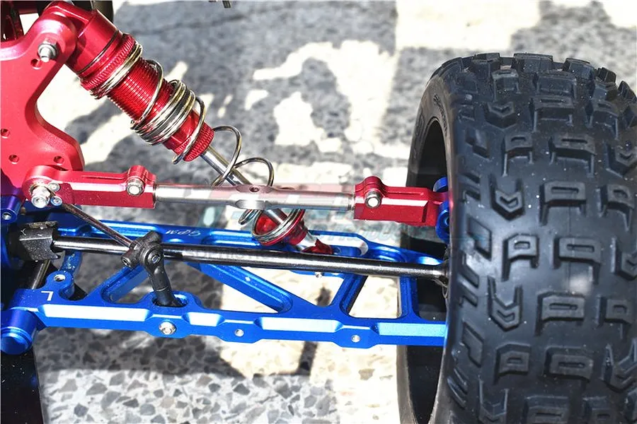 GPM Red Aluminium &amp;amp; Stainless Steel ARRMA Kraton, Talion &amp;amp; Outcast Adjustable Rear Upper Suspension Arm Set 2Pcs image 43433