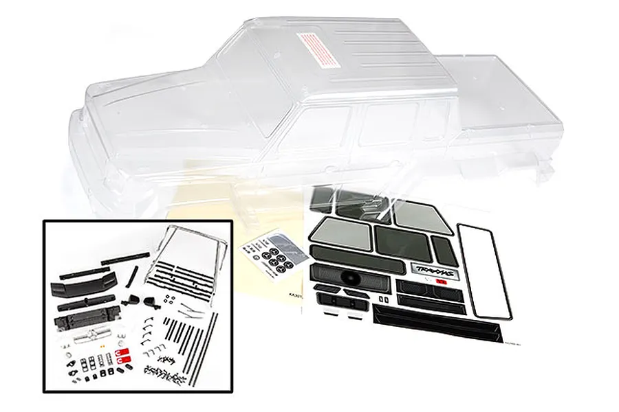 Traxxas TRX-6 Mercedes Benz G 63 AMG 6x6 Clear Unpainted Body Shell w/ Decal Sheet &amp;amp; Scale Parts image 43468