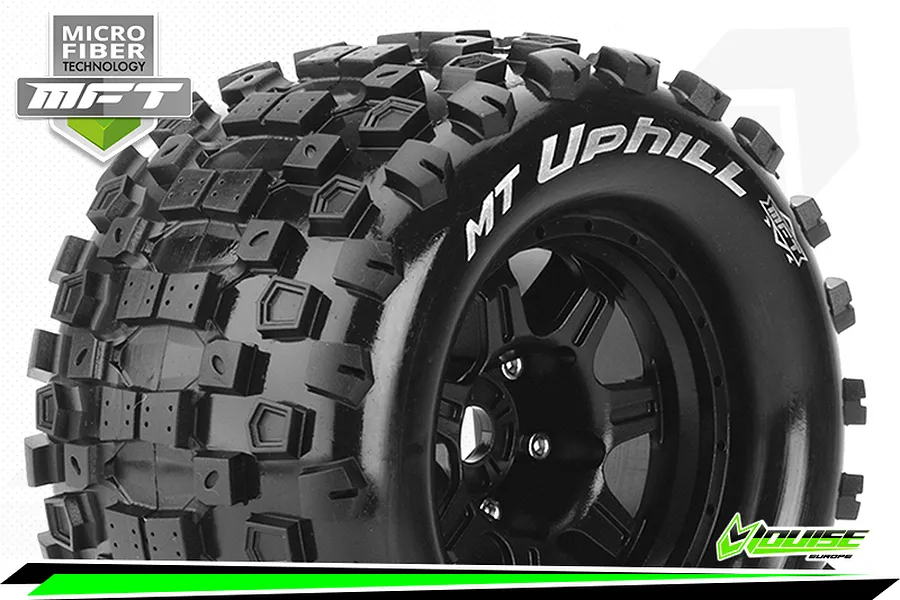 Louise 3.8&amp;quot; MT-Uphill MFT Tyres on (1/2 Offset) Black Rims - Glued Wheels 2Pcs image 43846