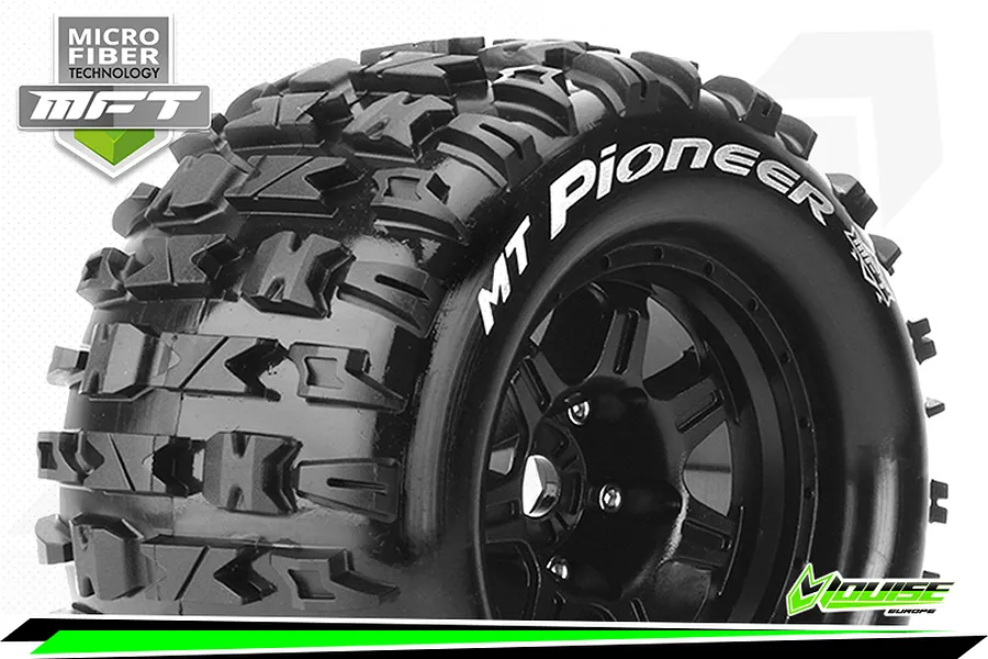 Louise 3.8&amp;quot; MT-Pioneer MFT Tyres on (1/2 Offset) Black Rims - Glued Wheels 2Pcs image 43850