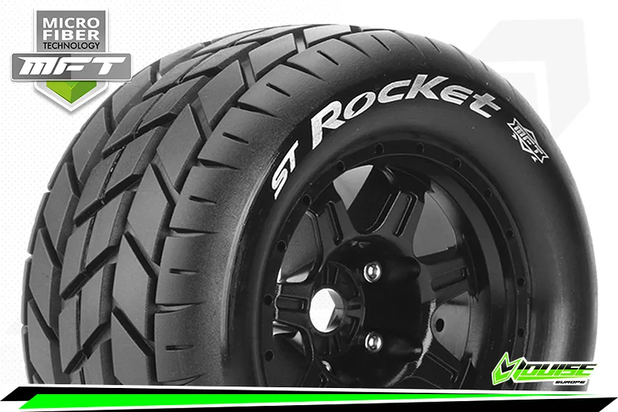 Louise 3.8&amp;quot; ST-Rocket MFT Tyres on (1/2 Offset) Black Rims - Glued Wheels 2Pcs image 43854