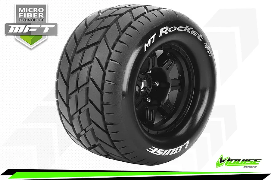 Louise 3.8&amp;quot; MT-Rocket MFT Tyres on (0 Offset) Black Rims - Glued Wheels 2Pcs image 43869
