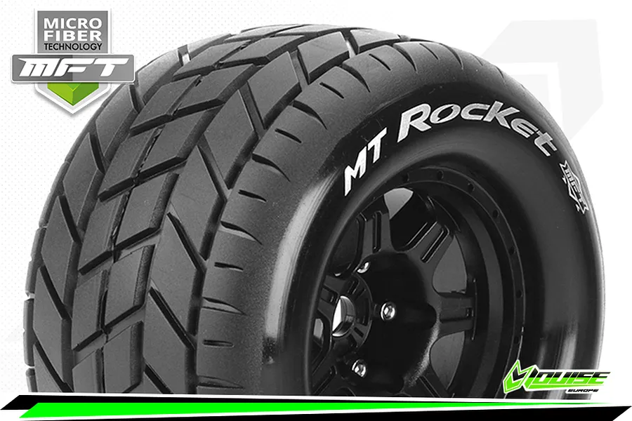 Louise 3.8&amp;quot; MT-Rocket MFT Tyres on (0 Offset) Black Rims - Glued Wheels 2Pcs image 43870