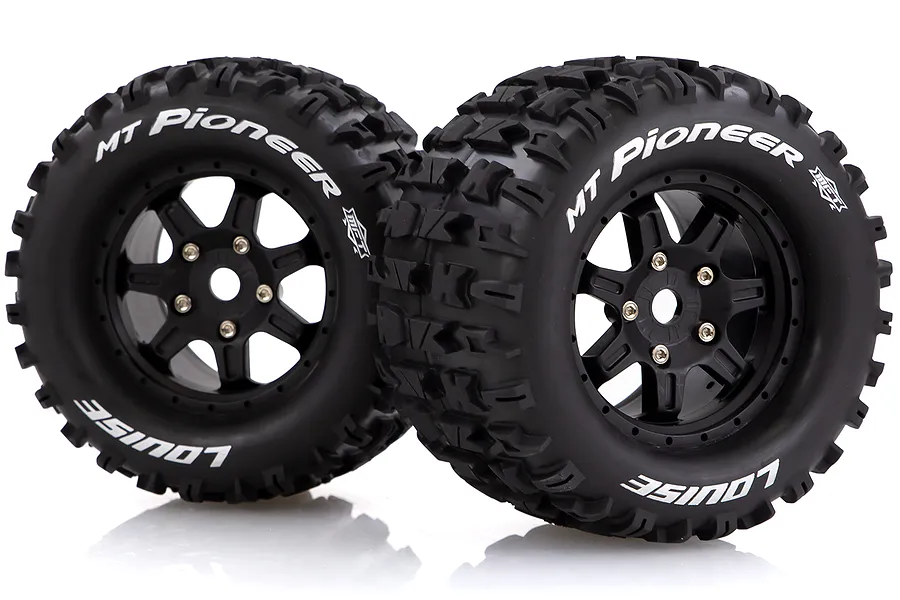 Louise 3.8&amp;quot; MT-Pioneer MFT Tyres on (0 Offset) Black Rims - Glued Wheels 2Pcs image 43871
