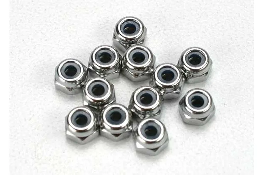Traxxas 2.5mm Silver Aluminium Nyloc Nuts 12Pcs image 4394