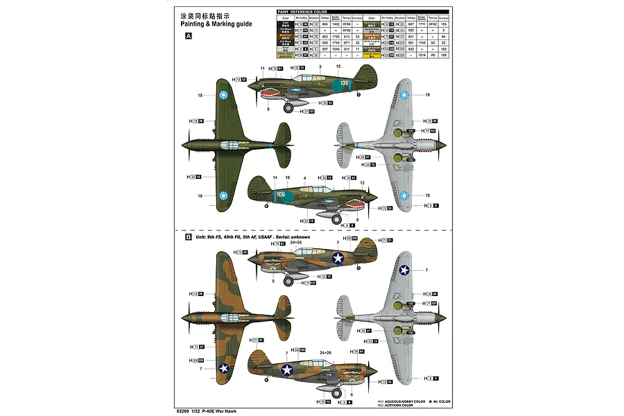 Trumpeter 1/32 P-40E Warhawk Fighter Scaled Plastic Model Kit with Australian Decals image 44053