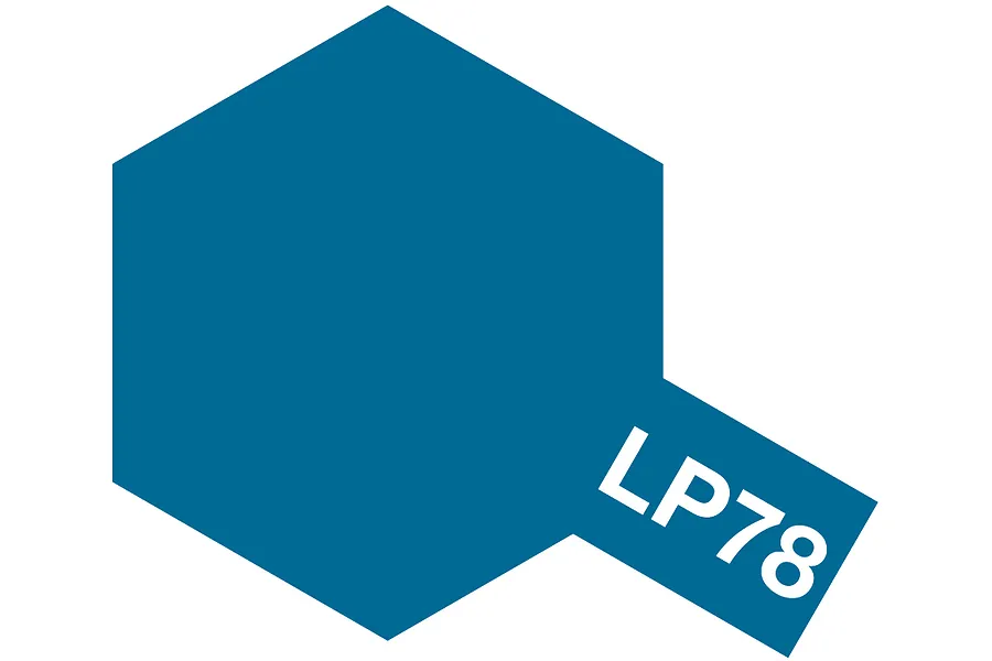 Tamiya LP-78 Flat Blue lacquer paint logo featuring a blue hexagon with the text LP78 in white.