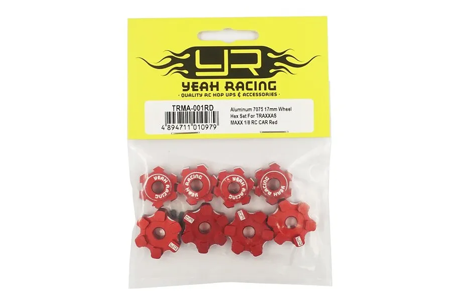 Yeah Racing Red 7075 Aluminium Maxx 4S 17mm Wheel Hex Set image 44498