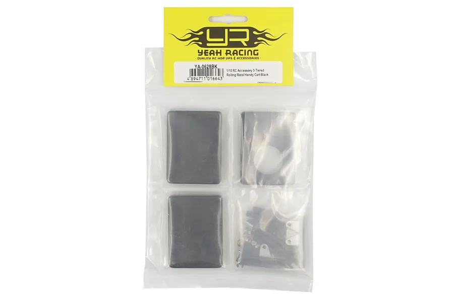 Yeah Racing Black 1/10 Metal 3 Tiered Rolling Workshop Cart Kit image 44683