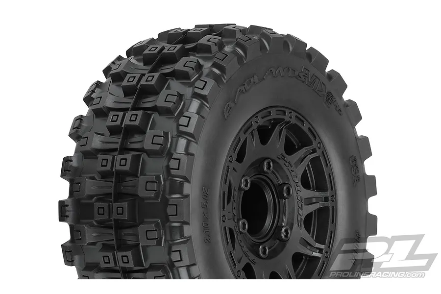 Pro-Line 2.8&amp;quot; Badlands MX28 HP Belted Tyres on Black Raid Rims - Glued Wheels 2Pcs image 44711