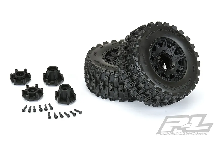 Pro-Line 2.8&amp;quot; Badlands MX28 HP Belted Tyres on Black Raid Rims - Glued Wheels 2Pcs image 44713