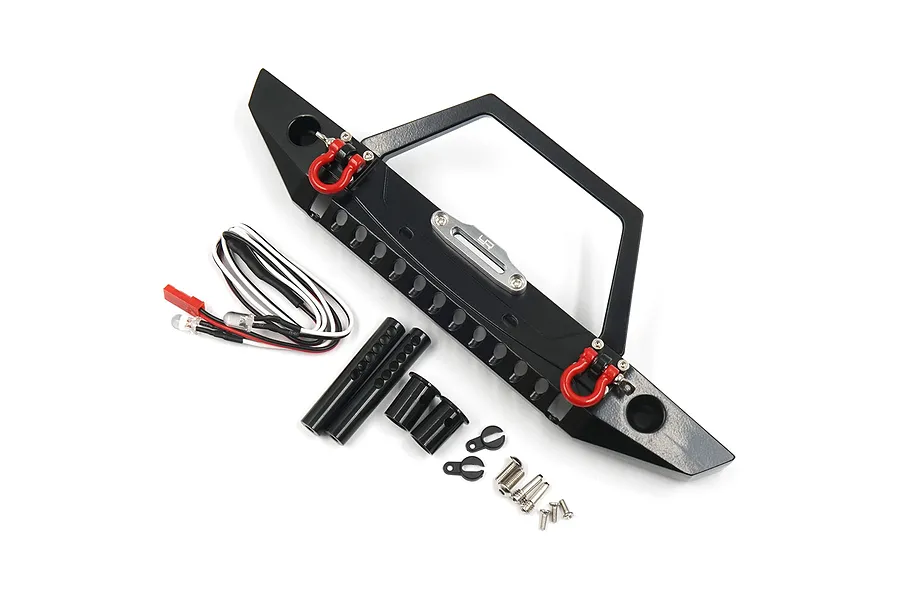 Yeah Racing Black Aluminium TRX-4 &amp;amp; SCX10 II Front Bumper w/ LED Lights image 45008