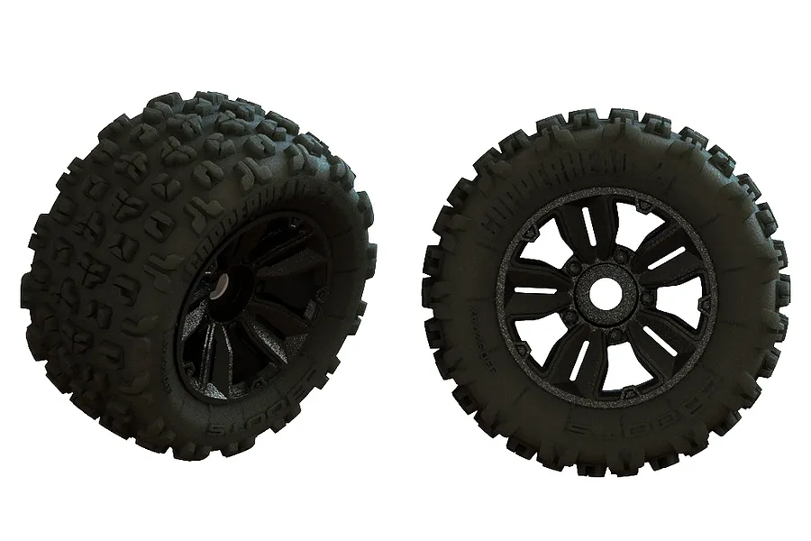 ARRMA 4.9&amp;quot; DBoots Copperhead2 SB MT Tyres on Black Rims - Glued Wheels 2Pcs image 45166