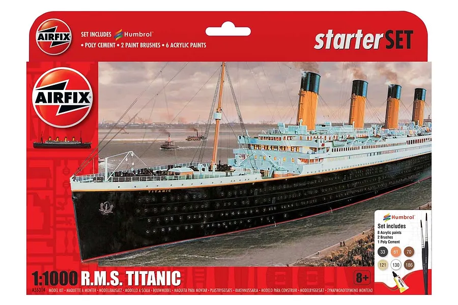 Airfix 1/1000 RMS Titanic Ship Scaled Plastic Model Kit Starter Set image 45186
