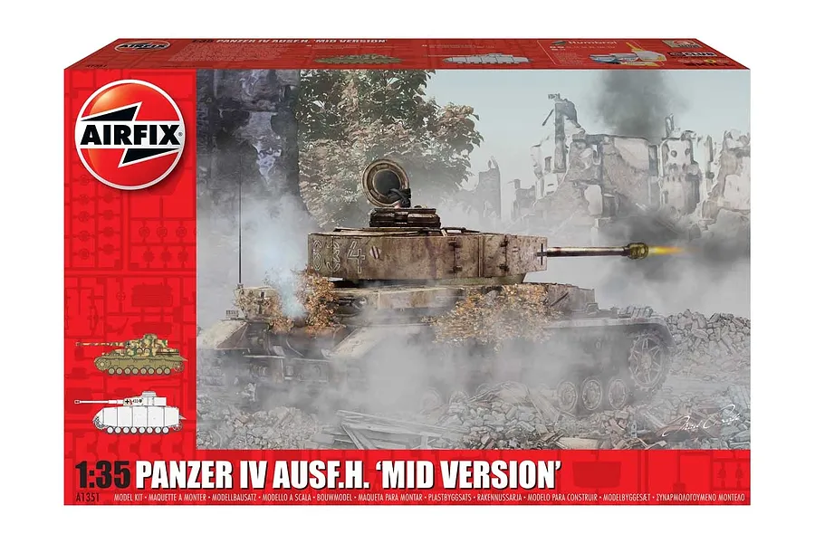 Airfix 1/35 Panzer IV Ausf.H (Mid Version) Tank Scaled Plastic Model Kit image 45274