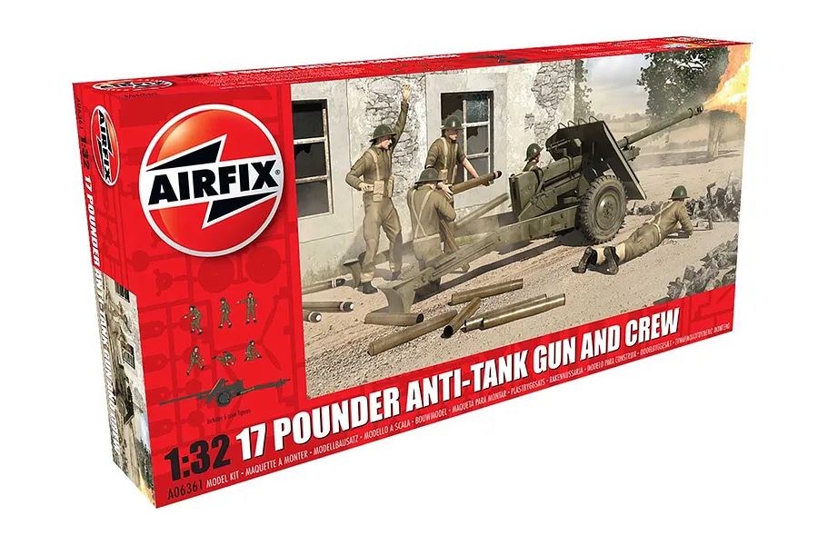 Airfix 1/32 17 Pounder Anti-Tank Gun w/ Crew Scaled Plastic Model Kit image 45278