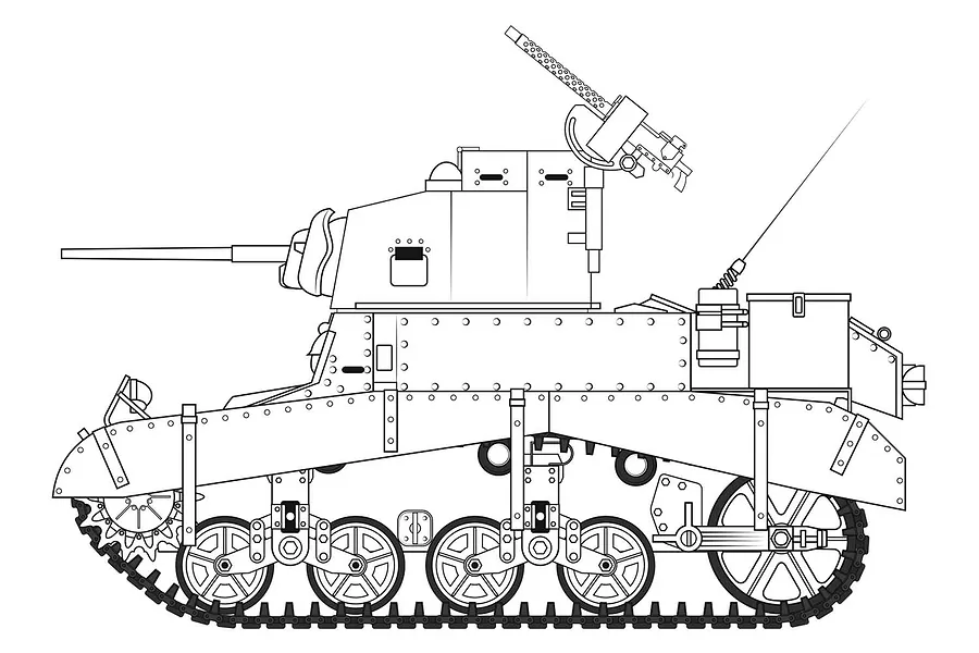 Airfix 1/35 M3 Stuart &amp;#039;Honey&amp;#039; (British Version) Tank Scaled Plastic Model Kit image 45349