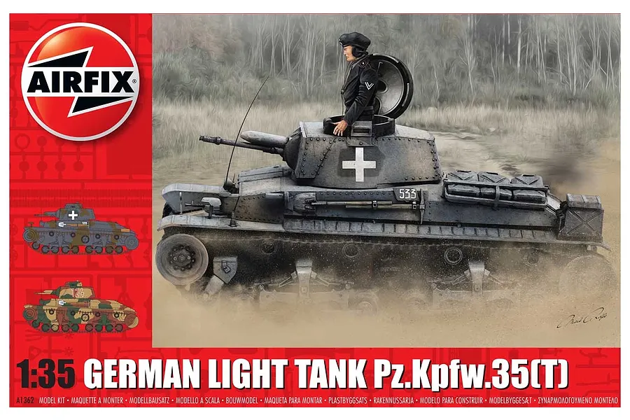 Airfix 1/35 German Pz.Kpfw.35(T) Light Tank Scaled Plastic Model Kit image 45367