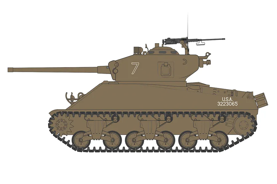 Airfix 1/35 M4A3(76)W &amp;#039;Battle Of The Bulge&amp;#039; Tank Scaled Plastic Model Kit image 45396