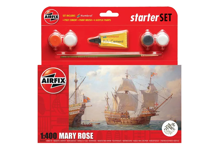 Airfix 1/400 Mary Rose Ship Scaled Plastic Model Kit Small Starter Set image 45427