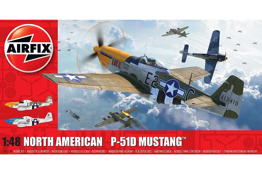 Airfix 1/48 North American P51-D Mustang (Filletless Tails) Fighter Scaled Plastic Model Kit image 45566