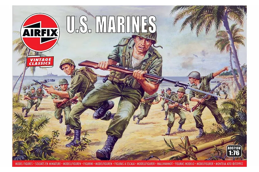 Airfix 1/76 WWII U.S. Army Marines Infantry Scaled Plastic Model Kit image 45796