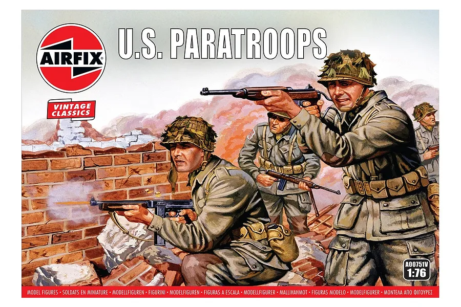Airfix 1/76 WWII U.S. Army Paratroops Infantry Scaled Plastic Model Kit image 45802