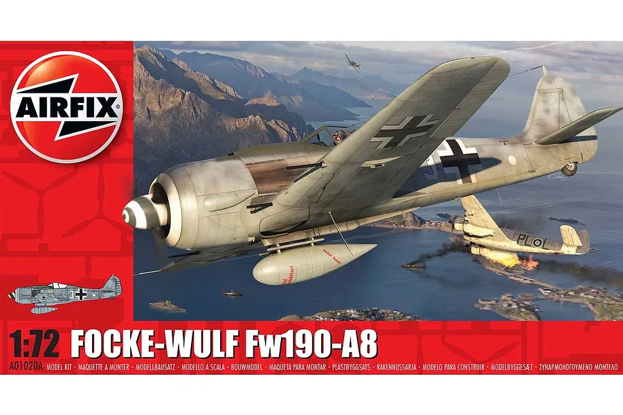 Airfix 1/72 Focke-Wulf FW 190 A-8 Fighter Scaled Plastic Model Kit image 45844