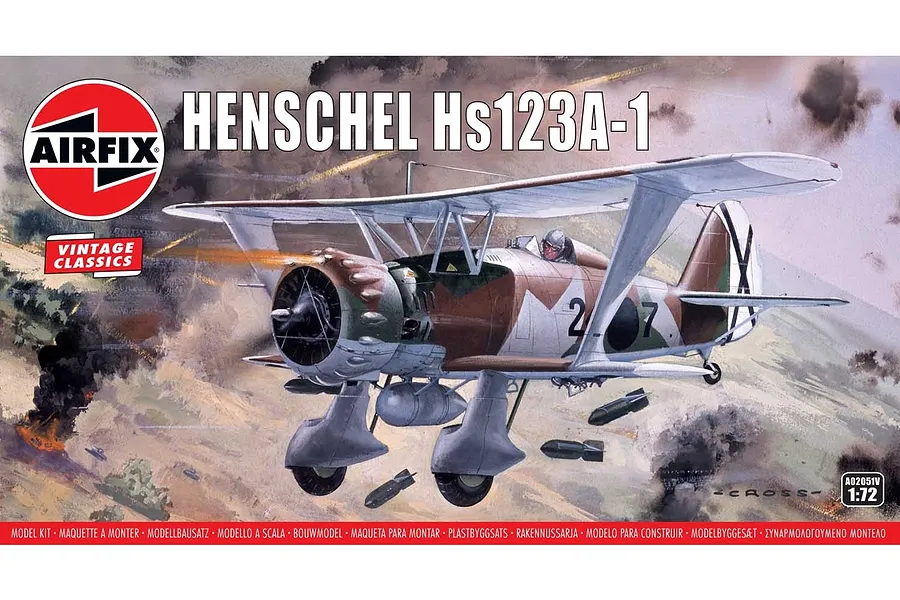 Airfix 1/72 Henschel HS 123 A-1 Bomber Scaled Plastic Model Kit image 45878