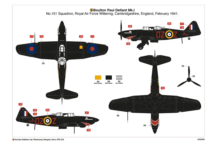 Airfix 1/72 Boulton Paul Defiant Fighter Scaled Plastic Model Kit image 4
