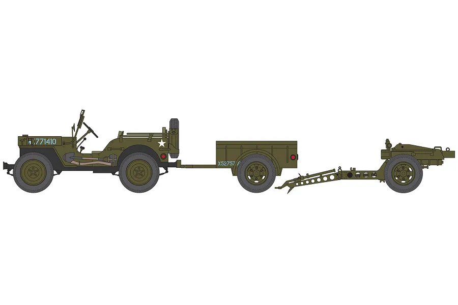 Airfix 1/72 British Airborne Willys Jeep w/ Trailer &amp;amp; Howitzer Scaled Plastic Model Kit image 45982