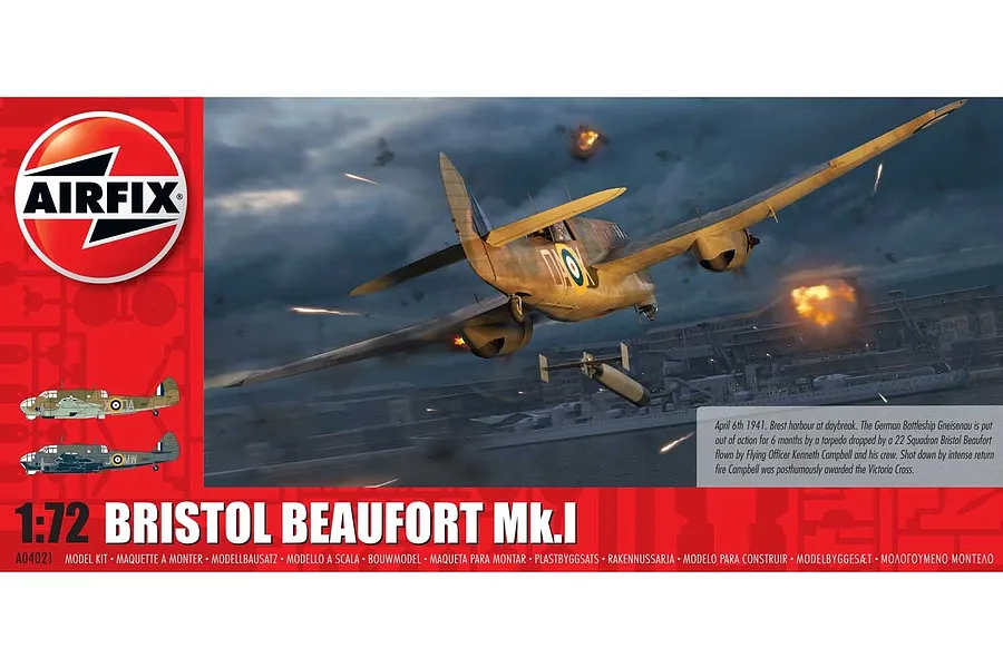 Airfix 1/72 Bristol Beaufort Mk.1 Bomber Scaled Plastic Model Kit image 46097