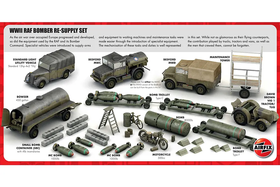 Airfix 1/72 WWII Bomber Re-Supply Set Scaled Plastic Model Kit image 46198
