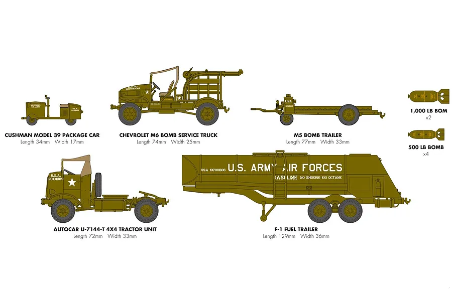 Airfix 1/72 USAAF WWII 8th Airforce Bomber Resupply Set Scaled Plastic Model Kit image 46280