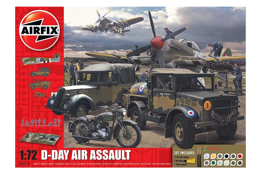 Airfix 1/72 D-Day 75th Anniversary Air Assault Scaled Plastic Model Kit Medium Starter Set image 46480