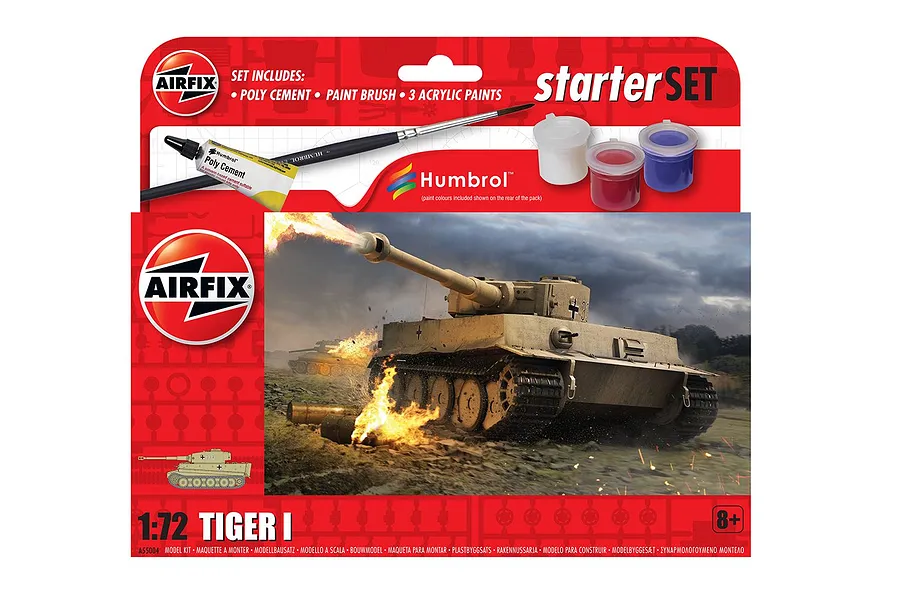 Airfix 1/72 Tiger 1 Tank Scaled Plastic Model Kit Small Starter Set image 46507