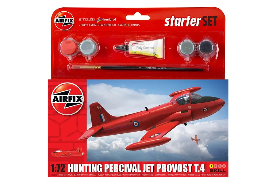 Airfix 1/72 Hunting Percival Jet Provost T3 Scaled Plastic Model Kit Small Starter Set image 46536