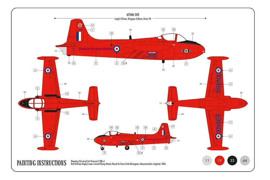 Airfix 1/72 Hunting Percival Jet Provost T3 Scaled Plastic Model Kit Small Starter Set image 3