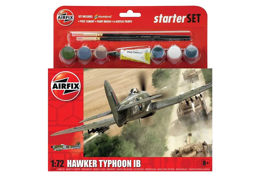 Airfix 1/72 Hawker Typhoon Fighter Scaled Plastic Model Kit Medium Starter Set image 46558