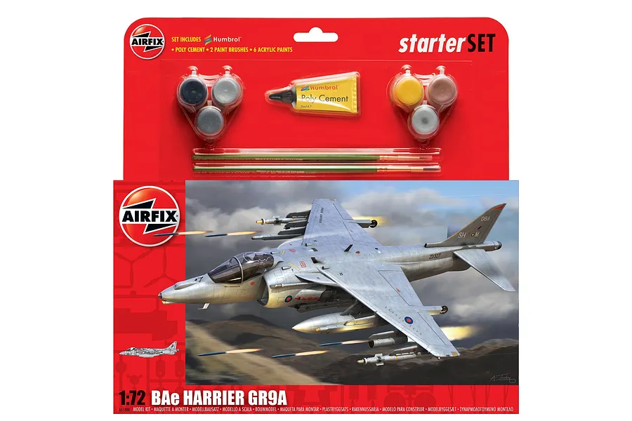 Airfix 1/72 Harrier Gr9 Attack Aircraft Scaled Plastic Model Kit Large Starter Set image 1