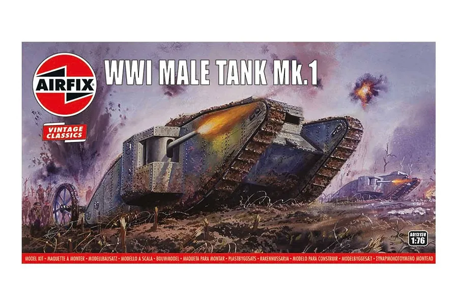Airfix 1/76 WWI &amp;#039;Male&amp;#039; Tank Scale Scaled Plastic Model Kit image 46647