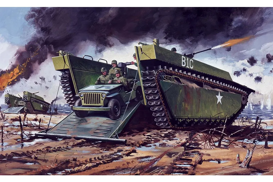 Airfix 1/76 Buffalo Amphibian LVT &amp;amp; Jeep Scaled Plastic Model Kit image 46657